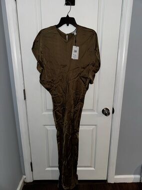 Reiss khaki Draped V-Neck dress